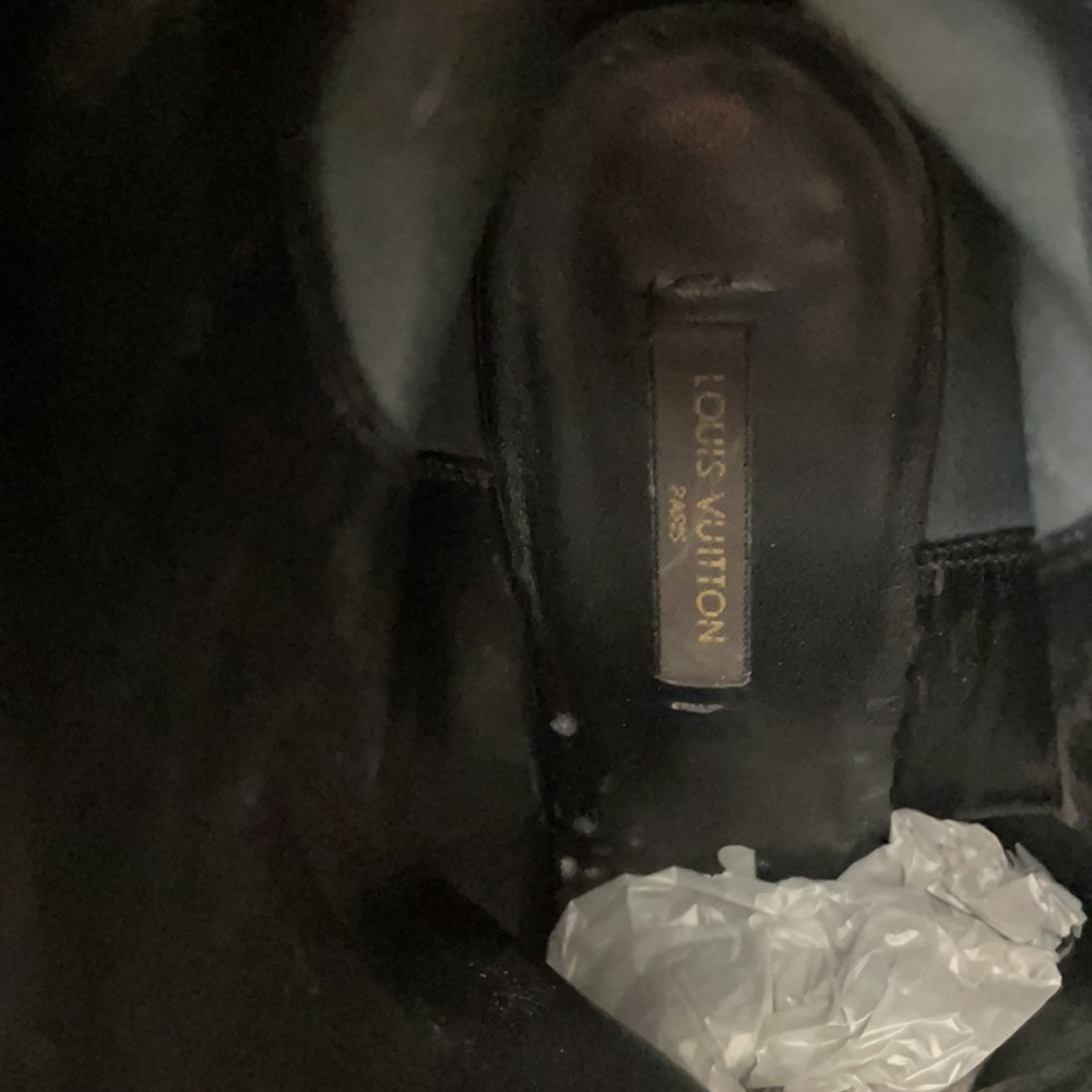 LouisVuitton booties, 3 inch heel with gold LV logo - Picture 11 of 11